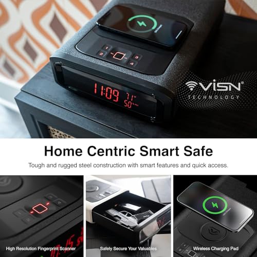 Image of VAULTEK Smart Station Biometric Smart Safe with Built-in Wireless Phone Charger + Auto Open Drawer + WiFi Safe Management (WiFi + Biometric) (Black)