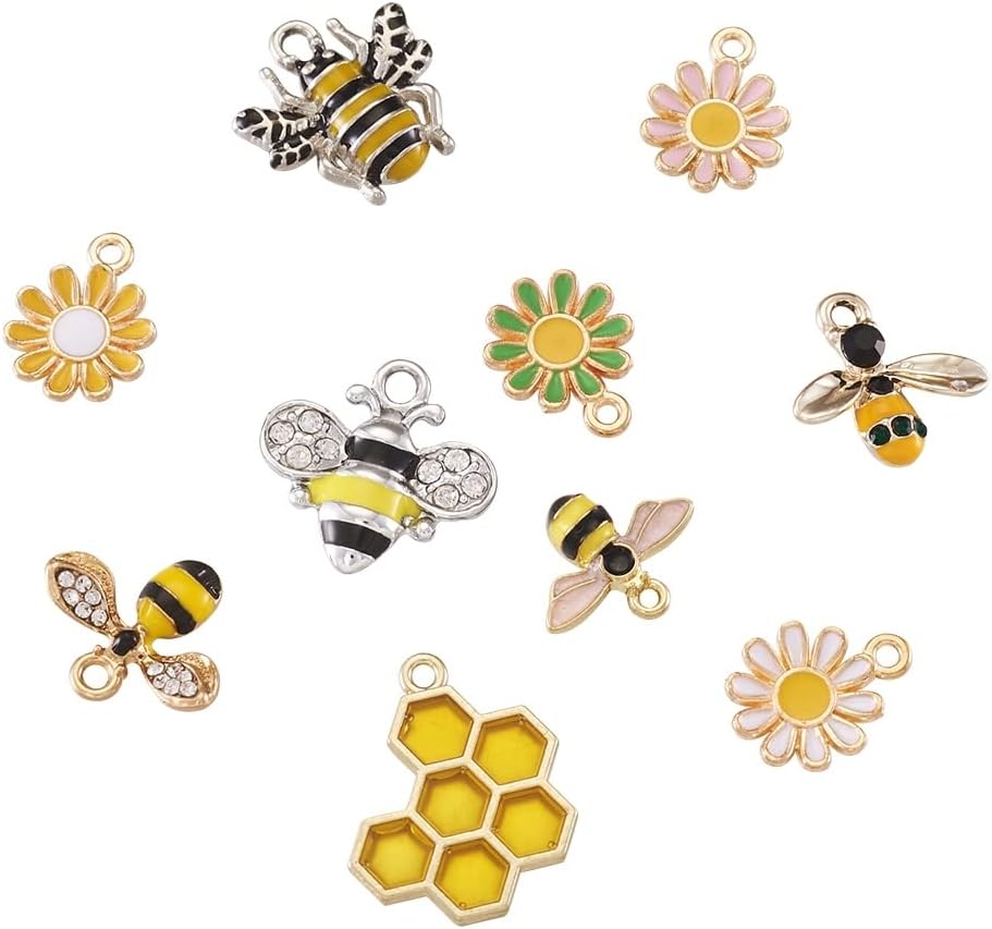 KISSITTY 28pcs/box Enamel Bee Charm Pendants Daisy Flower Dangle Charm for Earrings Necklace Bracelet Jewelry Making and Crafting - Image 9