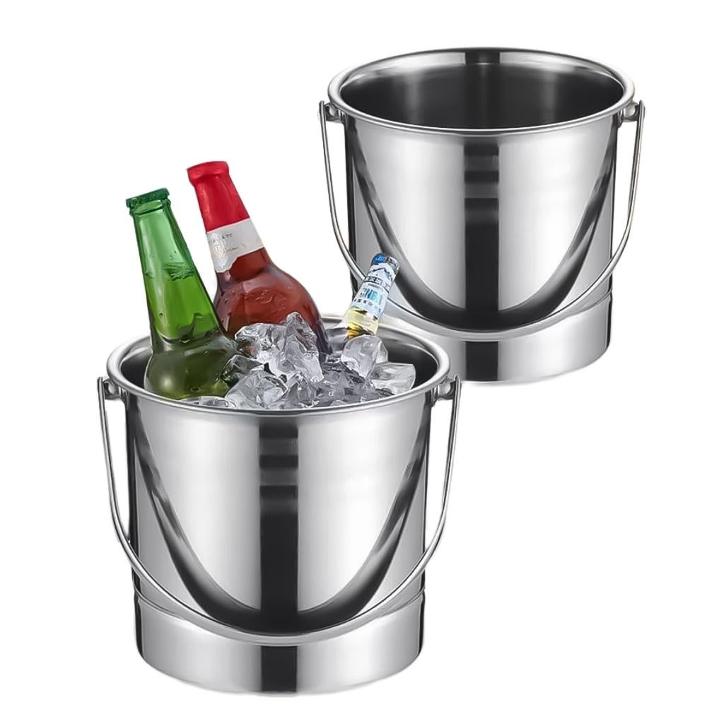 Secchio per birra con pinze e colino con manici classici, mantiene il secchio per champagne per feste, vino, birra, bar, bevande, colore argento