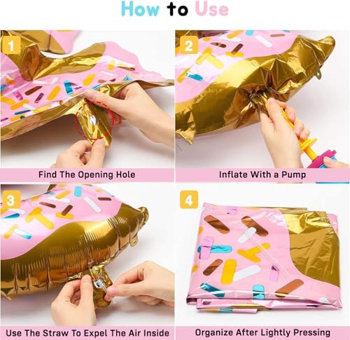 Image of Party Propz Donut Balloon Combo Kit - 6 Pcs Donut Foil Balloons for Decoration with Pink Star Foil Balloons, Multicolor Balloon Kit for Girls Room Decoration (Foil)