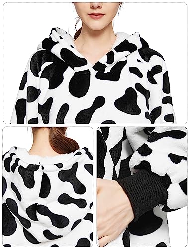 Image of KFUBUO Wearable Blanket Hoodie for Adults With Pocket All Patterns Dairycow | Sherpa, Fuzzy Blanket Hoodie, Oversized Sweatshirt Blanket, Kangaroo Pouch, Gifts for Mom, Cozy Gifts