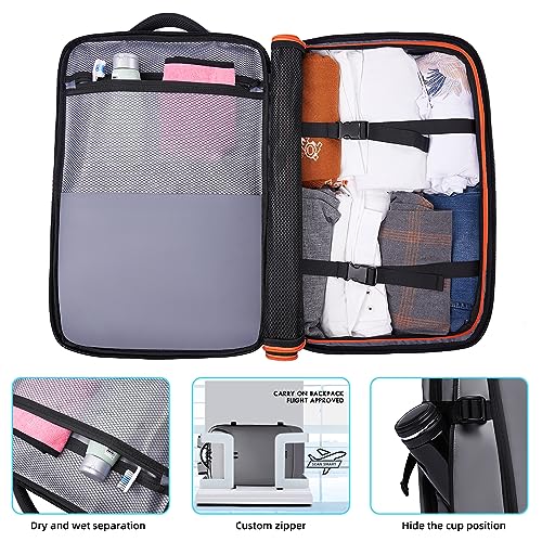 Image of TANGCORLE Laptop Backpack for Women, 50L Carry On Backpack Men, Expandable Flight Approved Water Resistant Luggage with 3 Packing Cubes & USB Port, Travel Backpack Fits 17.3 Inch Notebook