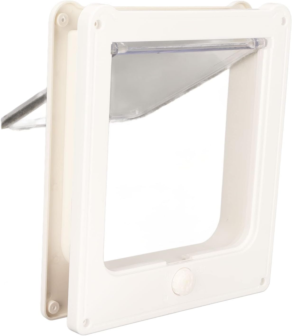 Pet Flap Door with Magnetic Lockable 4 Modes, Automatic Noiseless Cat Door for Cattery Pet Cage, Plastic Indoor Cat Flap Compatible with Solid or Hollow Doors