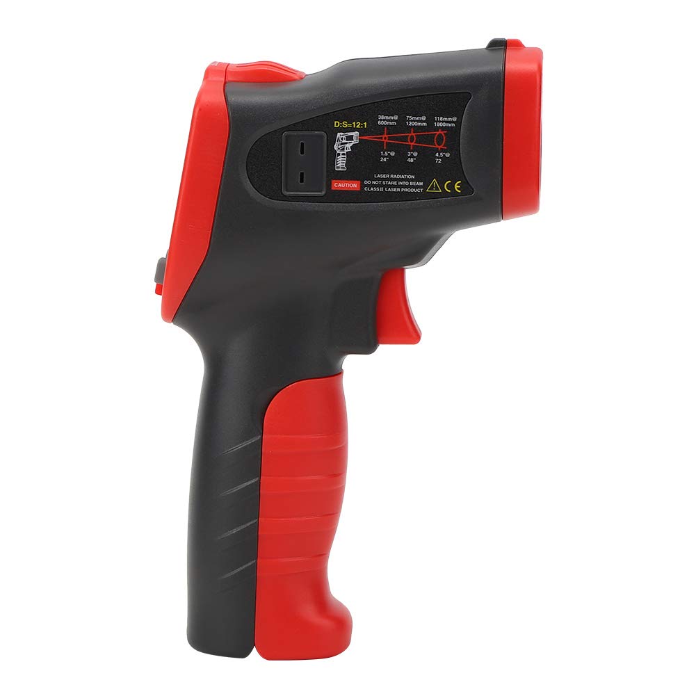 ViaGasaFamido Termómetro Infrarrojo ABS Probador de Temperatura Portátil 58F a 1562F LCD en Color Respuesta de 0,5 S Emisividad Ajustable para HVAC Auto Cocina Uso Industrial
