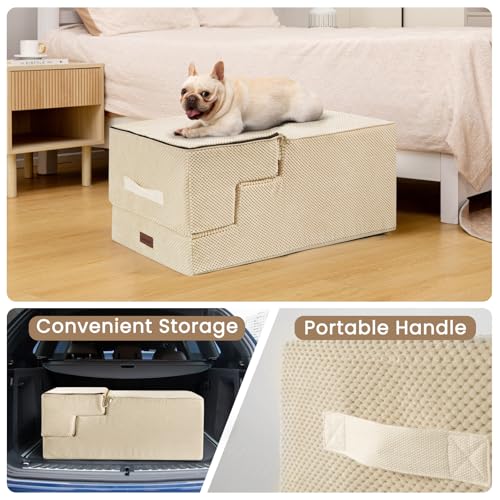Image of Aodisman Dog Stairs for High Beds 22.6 inch H, 5-Step Pet Steps for Small Dogs | Indoor Non-Slip Pet Stairs with Carry Handle for Puppies, Senior Cats & Short-Legged Dogs to Reach High Beds & Window Sills