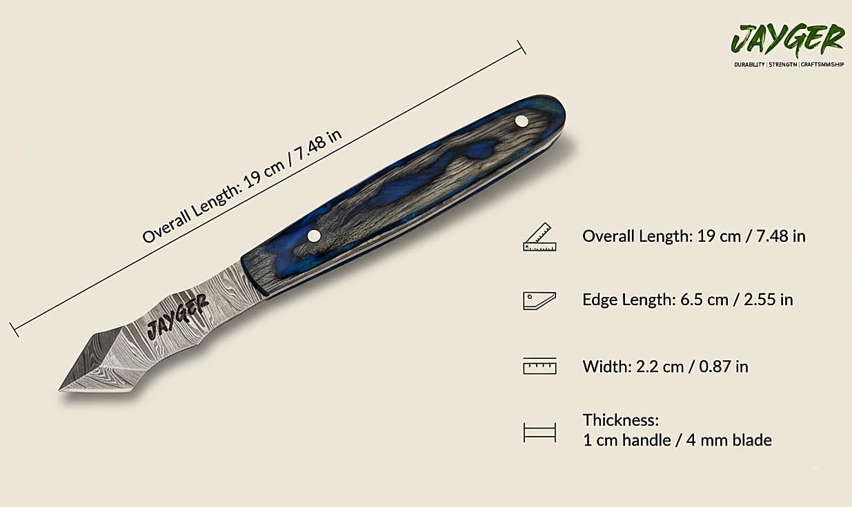 Marking Knife – Long Neck Thin Blade Scribing Tool with Dual Grooves for Woodworking | Damascus Steel Double-Beveled Blade for Precision Wood Carving & Fine Line Marking in Narrow Grooves