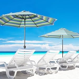 Ulax furniture outdoor patio sunbrella umbrella 9 ft market table umbrella stripe seville seaside  urban country home decor