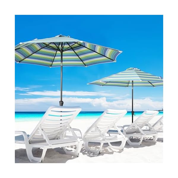 Ulax furniture outdoor patio sunbrella umbrella 9 ft market table umbrella stripe seville seaside  urban country home decor