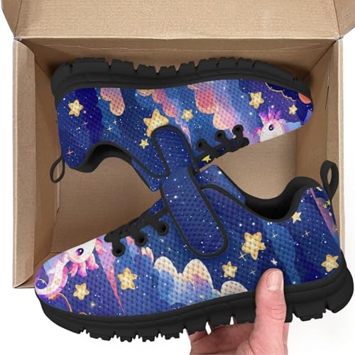 Boys Girls Sneakers Kids Lightweight Breathable Strap Athletic Running Shoes for Little Kid/Big Kid Axolot Star Cloud Sky Pattern2
