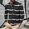 Men's Long Sleeve 3D Printed Button Lapel Comfortable and Fashionable Shirt Top Men's Tee Shirts (Black, L) #2
