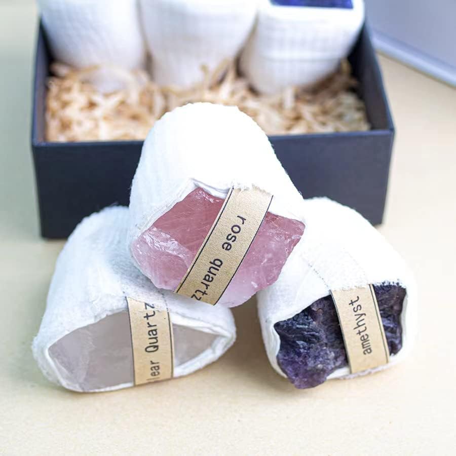 Miniatura 4 de Caja de piedra original de cristal, muestra de mineral natural, marcador mineral de partículas grandes sin pulir, juego de caja de regalo, para