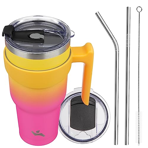 Image of Konokyo 40 oz Tumbler with Handle and Straw, Insulated Travel Mug