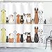 ABAKUHAUS Perro Cortina de Baño, Familia de Perro en una Fila, Material Resistente al Agua Durable Estampa Digital, 175 x 180 cm, Amarillo Marron
