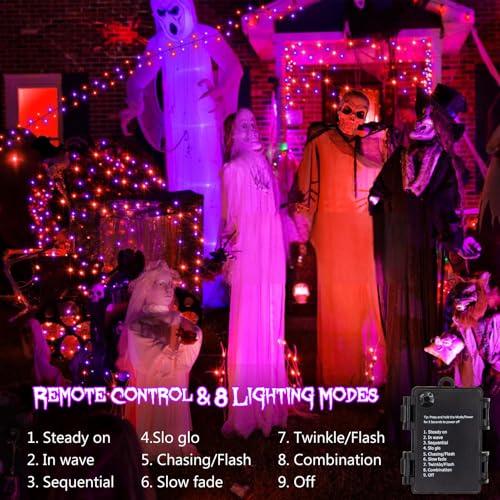 Image of BSGlobal 2 Pack Total 20Ft 400 LED Battery Operated Halloween Fairy Lights