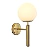 KCO Lighting Milk Glass Globe Wall Sconce Mid Century Brushed Brass Wall Sconces Modern Gold Wall Light Vintage Bathroom Vanity Light Fixtures for Bedroom Hallway