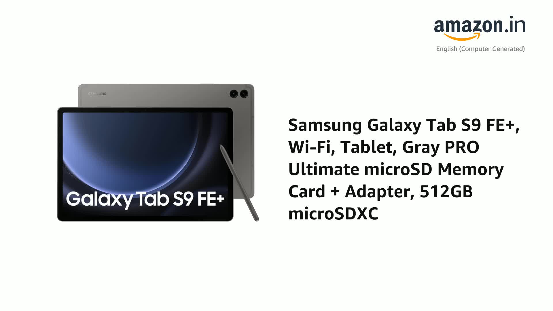 Samsung Galaxy Tab S9 Fe+ 31.50 Cm (12.4 Inch) LED Display, RAM 12