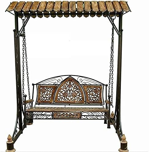 Persian Wood Arts Wood & Iron Garden,Balcony Swing, Hammock, Jhula, Cradle