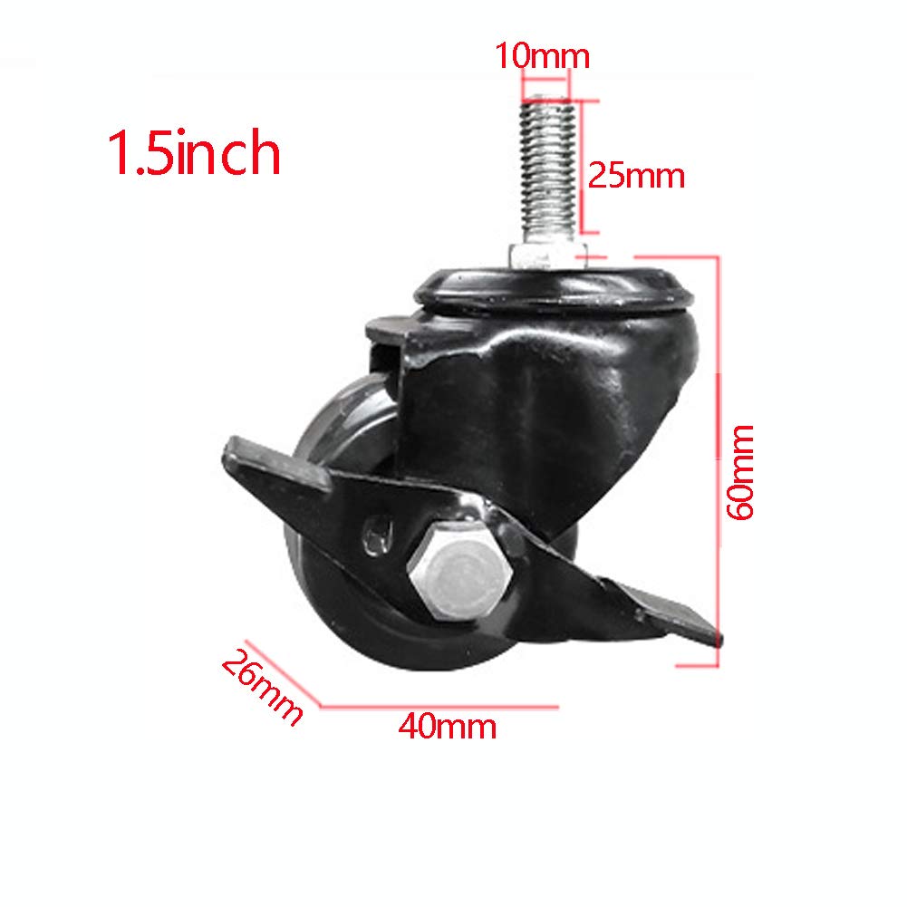 Kółka z nylonu o dużej wytrzymałości 40 mm 1,5 cala 50 2 cale Ciche obrotowe hamulcem 320 kg 400 Nośność 4 sztuki(1.5inch 4brake)