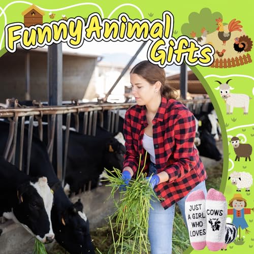 Image of HAPPYPOP Fuzzy Animal Gifts Women - Unique Cow Penguin Cat Goat Socks for Woman Teen Girls