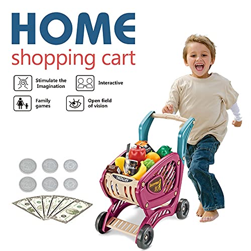 Shopping Cart Toy, Grocery Cart For Kids, Kids Shopping Cart With Food, Play Grocery Cart, Supermarket Shopping 42 Pcs Unisex Age 3 4 5 Years #TOP1