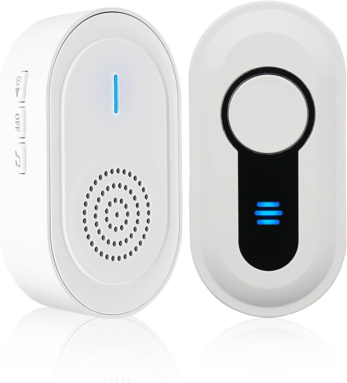 Portable Wireless Panic Button with 4 Volume,120db Loud, Can be Turned Off,Waterproof Calling Button for Home Store Office Security(1Pager+1Portable)