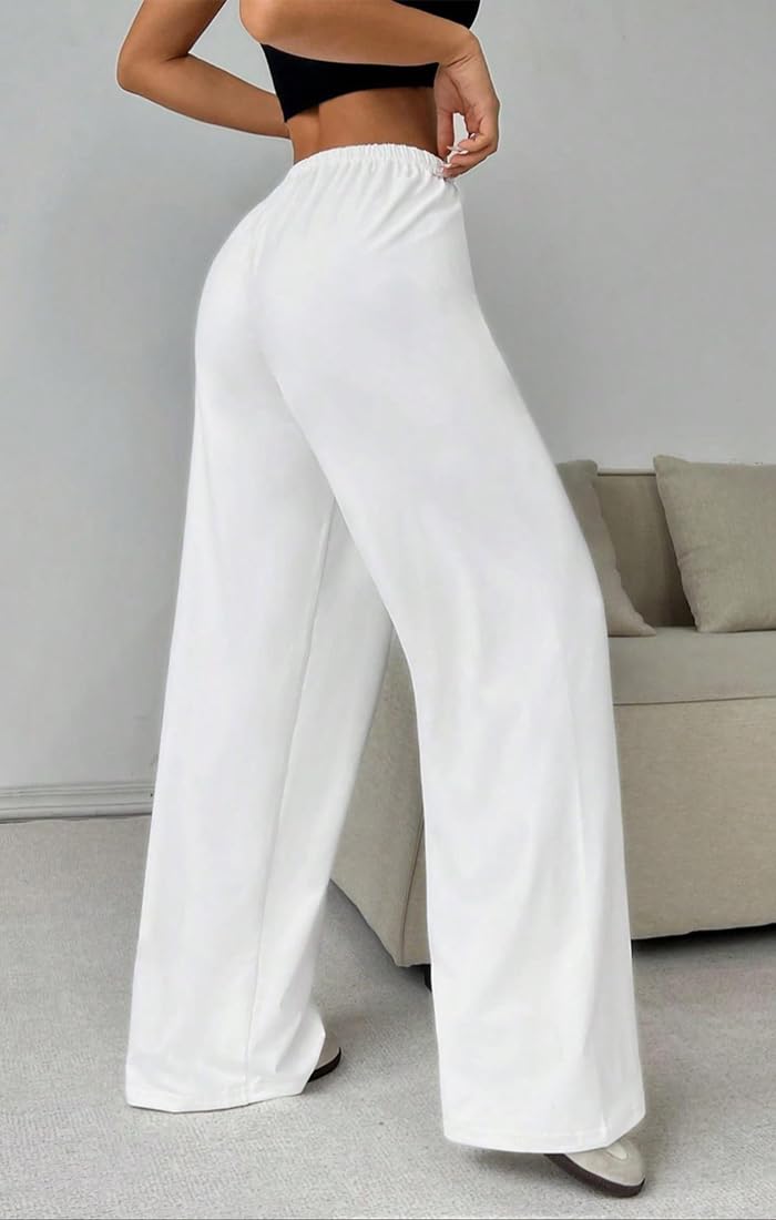 WINKEEY Pantaloni Sportivi Donna Larghi Pantaloni da Jogging Gamba Larga Vita Alta con Tasche Pantaloni Estivi Leggeri e Casual