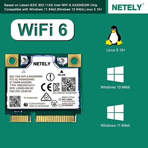 Netely WIFI 6 AX200HMW 3000Mbps Mini-Pcie Interface Wifi Adapter With Bluetooth 5.0 For Windows 10 11 64Bit Laptop Pcs thumb #2