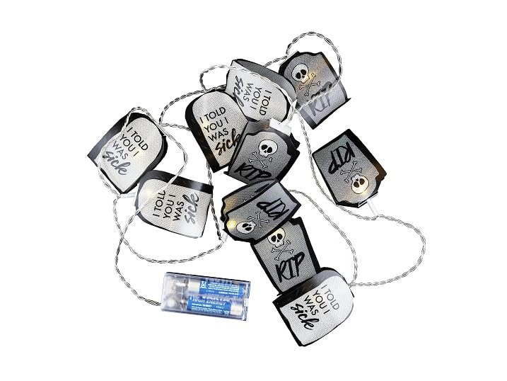 Lot de 6 - Guirlande avec 10 Mini Pierres tombales Lumineuses 1. 5m