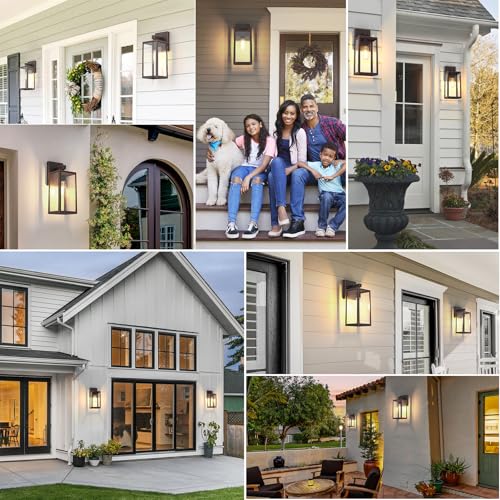 Image of MAXvolador Outdoor Wall Light Fixture, Exterior Waterproof Wall Lantern | Porch Wall Sconce Oil Rubbed Bronze, Anti-Rust, E26 Socket, Clear Glass, Outside Wall Mount Light, Front Door Lighting