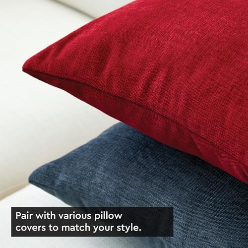 9. Bild von Encasa XO Chenille Kissenbezüge Set von 2 | Scarlet Red - (20"x20") (50x50 cm) | Dekorative Akzent Quadratische Wurfkissenbezüge Für Couch, Heimdekoration, Sofa