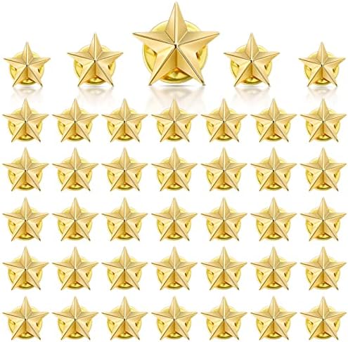 40 Pieces Star Badge Lapel Pin for 4th of July Memorial Day Independence Day Celebration Veterans Day Party Labor Day Theme Party Costume Decorations (Gold)