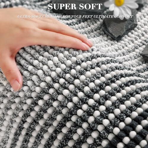 BSICPRO Bathroom Rugs and Mats Sets, 2 Piece Thick Absorbent Chenille Non Slip, Soft Shaggy Bath Room Floor Mats for Bathroom, Machine Washable (Blue Grey, 20" x 47" Plus 16" x 24")