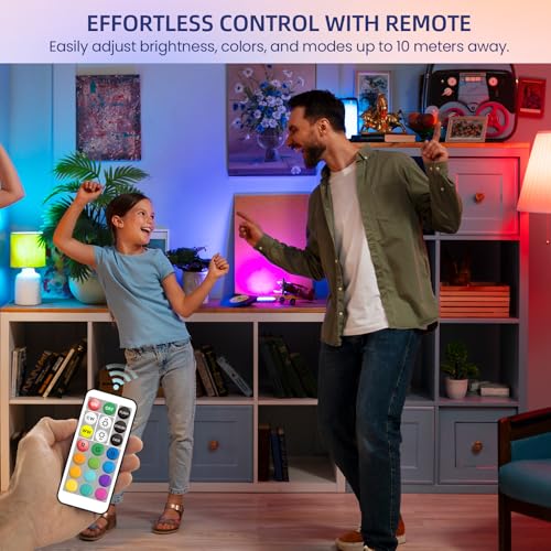 E14 Colour Changing LED Light Bulb, RGB Dimmable Smart Bulb with Remote, Warm & Cool White, Memory Function, for Mood Lighting & Decor, 2-Pack - Image 4