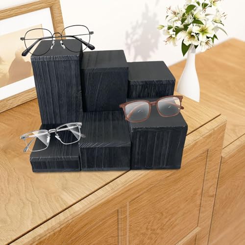 FashionCha 6 Piezas Figura Soporte Expositor Estante Cuadrado de Madera para Joyería Y Cupcakes Organizador Decorativo para Cosméticos Y Vitrinas Repisa Rústica, Negro, Individual - imagen 5