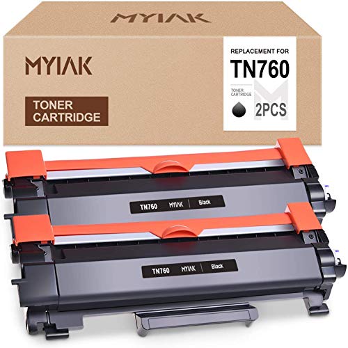 MYIK Compatible Toner Cartridge Replacement for Brother TN-760 TN760 TN730 Fit with HL-L2350DW HL-L2370DW MFC-L2750DW HL-L2395DW MFC-L2710DW DCP-L2550DW HL-L2390DW (2 Black Chip)
