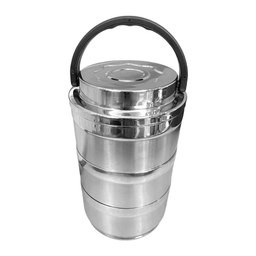 Bento Box, Lunch Box, Leakproof Tableware, Stainless Steel Lunch Container, Food Prep Container for Camping, Work, Office, Home, 3 Layer