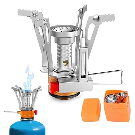 Estufa de Gas Portátil 3000W para Camping, Hornillo Plegable y Compacto con Estabilidad Mejorada, para Senderismo, Montañismo y Picnic