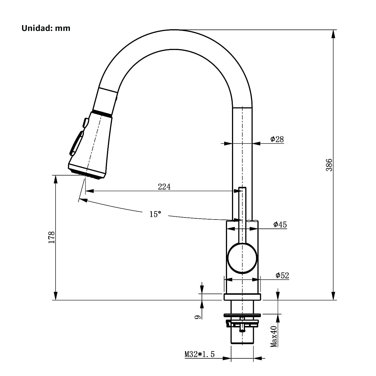Grifo de Cocina Extraíble Blanco con 3 Modos, Mezclador de Fregadero con Ducha Extensible, Grifería Monomando con Caño Giratorio 360°, Acero Inoxidable 304, Aireador Extraíble, Alta Presión