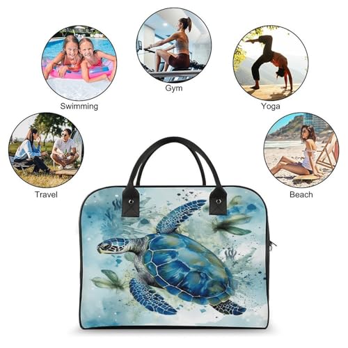 Bolso Tote Azul con Cremallera y Correa Ajustable de Nylon miniatura 4