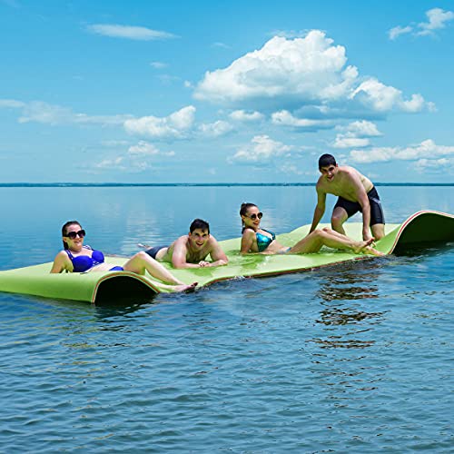 Hysache Floating Water pad, Tear-Resistant 3-Layer XPE Foam Floating Island, 12' x 6 Floating Mat with Storage Straps & Rolling Pillow Design for Lakes, Pools &Beach, Holds Up to 882lbs (Green) -  GT-MF68196ON