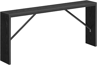 MAHANCRIS Console Table, 70.9" Long Sofa Table Behind Couch, Narrow Entryway Table, Farmhouse Dining Table with Angled Metal Frame, Industrial Console Table for Entryway, Black CTHB18801