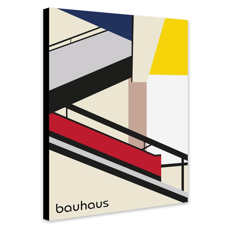 The Bauhaus Staircase Wall Art - Wrapped Framed Canvas Wall Art (A3 [16 x 12 inch / 41 x 30 cm])