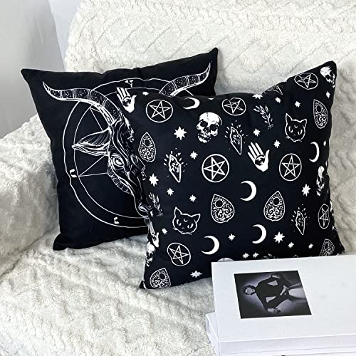 Ldjrsy Black Throw Pillow Covers Set Of 4 Home Decor Couch Pillow Cover 18X18 Decorative Square Cushion Covers Capricorn Gothic Skull Pillow Covers For Chair Sofa Bed Living Room Pillow Case #TOP5