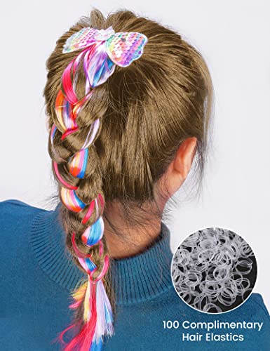 Aphlos 16 Pack, 8 Styles Hair Braids For Kids Girls Colored Hair Extensions And Braids Hair Accessories For Kids Colorful Hairpieces Clips In Hair For Girls Crazy Hair Day Accessories Colored Ponytail Hair Extensions #TOP3