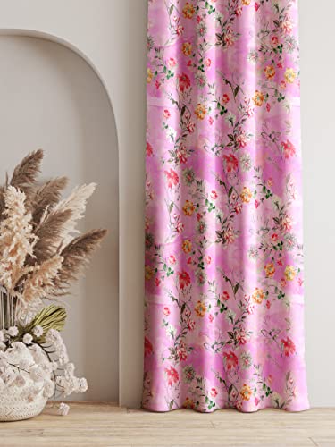 Image of Ultimate Trends 270 GSM Premium Room Darkening Curtains with Tie Back and Diamond Eyelets Set of 2 Panels (5 L x 4 W Feet, Light Pink)