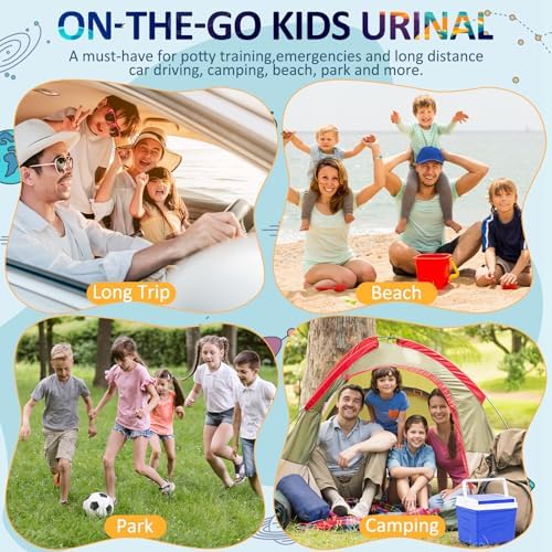 ONEDONE Portable Urinal for Kids Rocket Pee Cup for Kids Emergency Urinal for Toddlers Boys Girls 12.5 OZ Small Pee Bottle for Kid Child Camping Car Travel Potty Training Baby Urinal Teal - 5