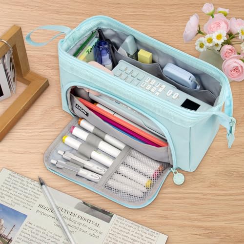 Image of Large Capacity Pencil Case Big Pencil Pouch Special Aesthetic School Pen Bag for Girls Teen nurse Adults Kids Soft Organizer With Zipper Cute Travel Pencil Pouches Estuche para Lapices Blue