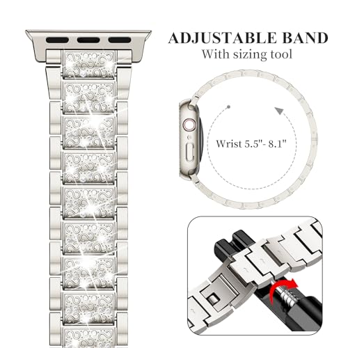 Image of SUPOIX for Apple Watch Band 41mm + Case, Bling Bands for Women (Starlight)