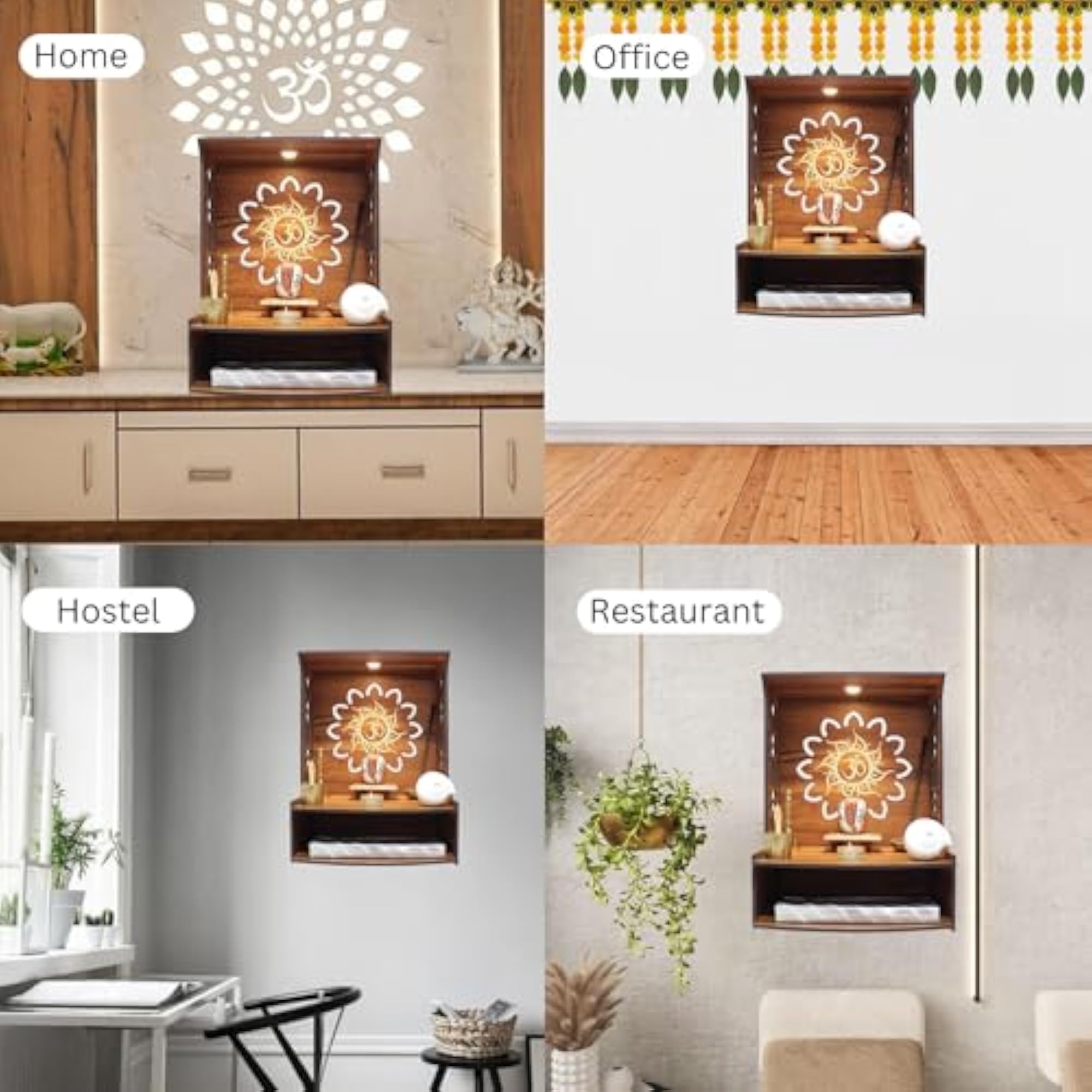 Wall Mounted Wooden Pooja Mandir for Home