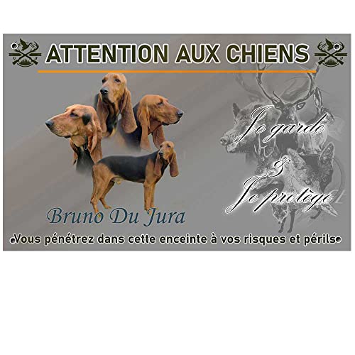 Cartel atención al perro bruno del Jura - pre perforado y tornillos entregados. De 30 cm a 15 cm…